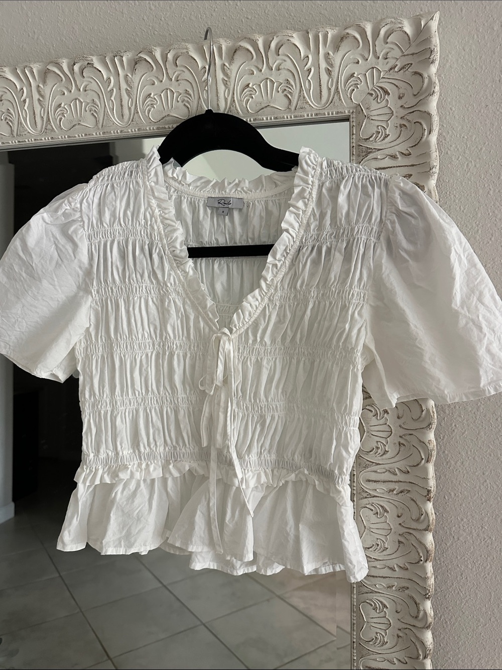 Rails Portia White Smocked Tie-Front Top